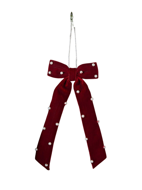 Aldenbury Velvet Ribbon Pearl Ornament