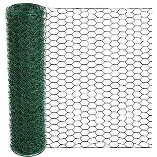 Mklsit Chicken Wire for Floral Arrangements, 15.7 X 157 Inches Green Floral Chicken Wire Mesh, 0.6 Inch Hexagonal Galvanized Pvc Coated Chicken Wire Netting Fence for Crafts Poultry Garden