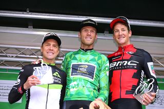Edvald Boasson Hagen, Lars Boom and Stefan Kung celebrate on the Tour of Britain podium