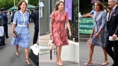 Composite of Carole Middleton at Wimbledon in 2017, again in 2017 and 2016.