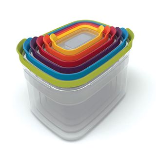 Nest of storage boxes with bright colours