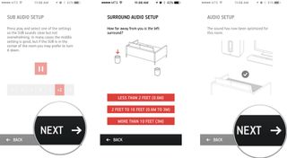 Tap next, select how far away your rear speakers are, and then tap next on the audio setup screen.