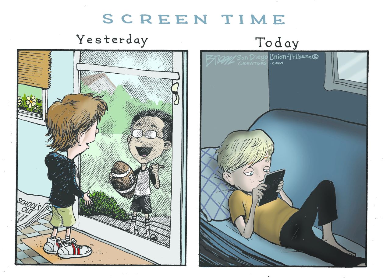 Editorial cartoon U.S. Technology screen time social media