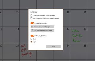Various settings found in Ink Calendar let you add customization.