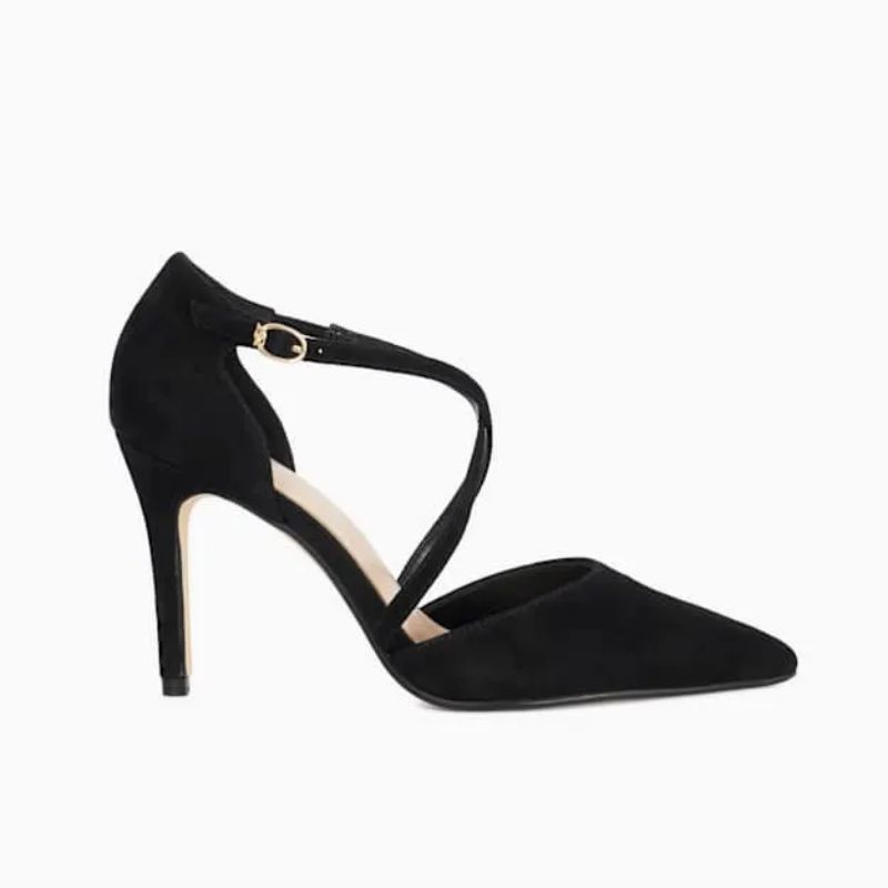 Suede Cross Over Strap Court Shoes cut out