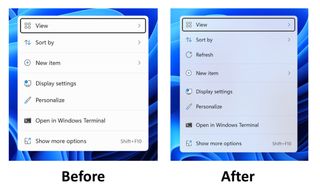 Microsoft compares before and after on the right click menu