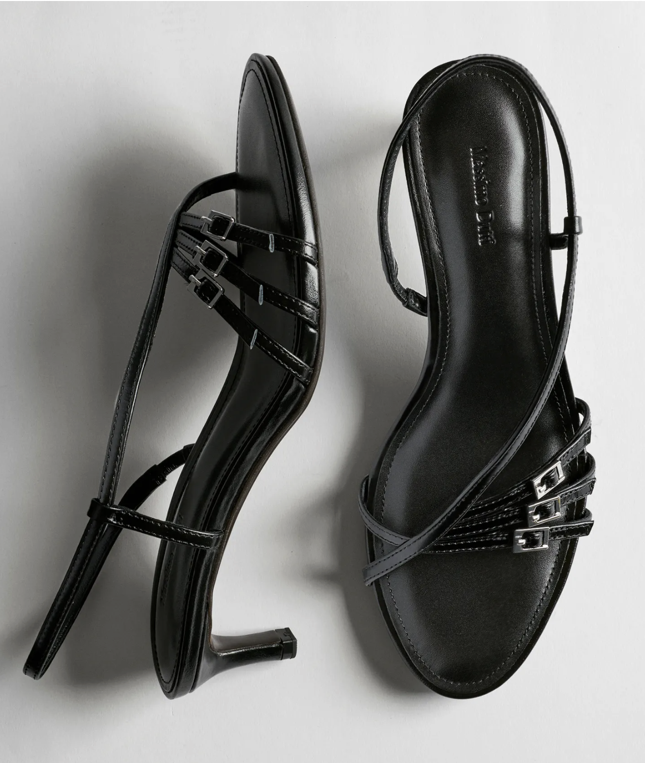 Massimo Dutti, Leather Heeled Sandals With Buckles