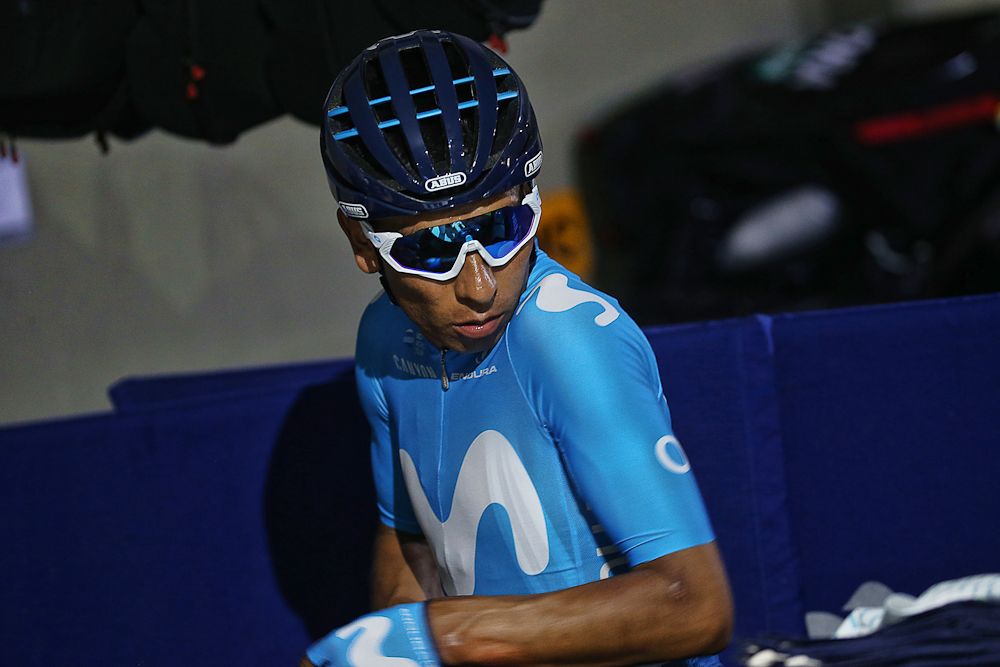 Nairo Quintana (Movistar Team) waits for training to begin in San Juan