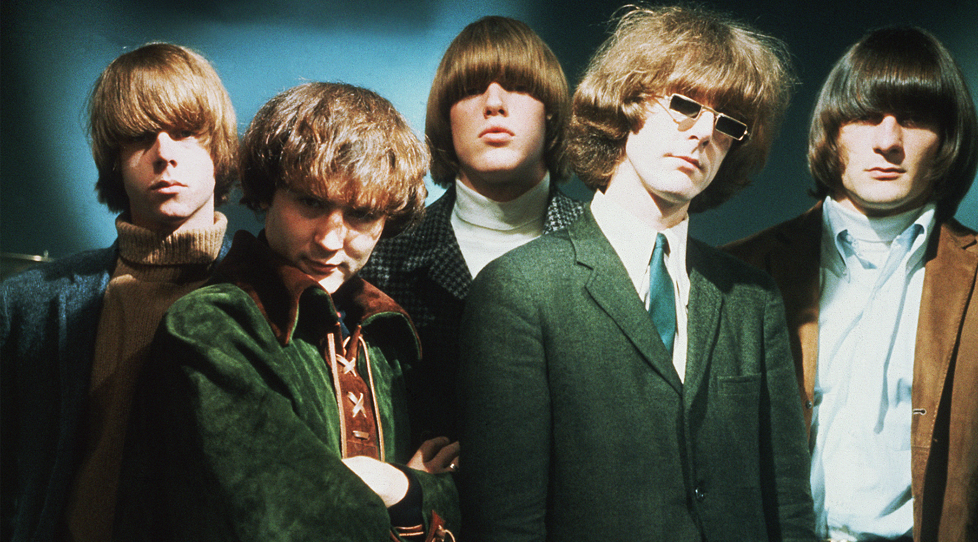Pop group The Byrds (l to r): Chris Hillman; Dave Crosby; Mike Clark; Jim McGuinn; and Gene Clark.
