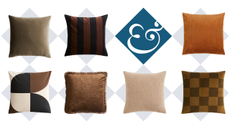 a collection of throw pillows in various colors and styles