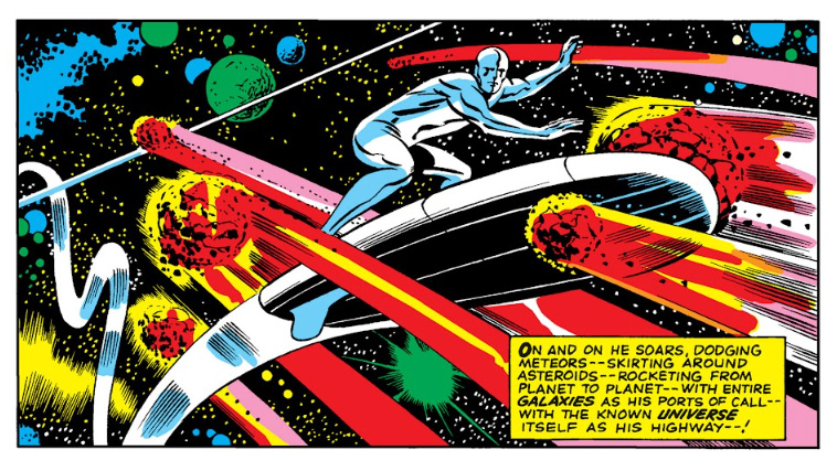 The Silver Surfer as drawn by Jack Kirby in Fantastic Four #48.