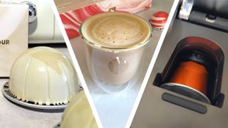 Nespresso Vertuo capsules, coffee prepared using Nespresso machine, and Nespresso Original capsule