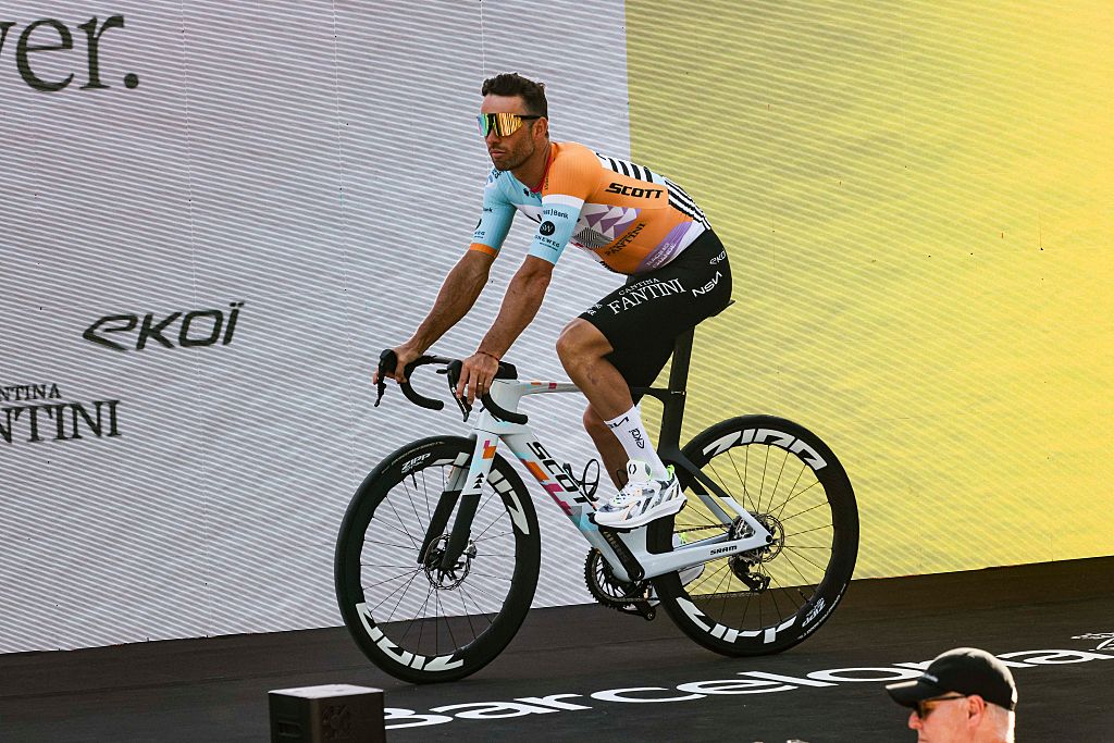 Tom Van Asbroeck of the NSN Cycling Team is seen during the team presentation at the Grand Depart of the Tour de France 2026, part of the UCI World Tour, on July 2, 2026, in Barcelona, Spain. (Photo by Gongora/NurPhoto via Getty Images)