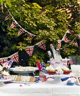 Platinum Jubilee party ideas with bunting and buffet