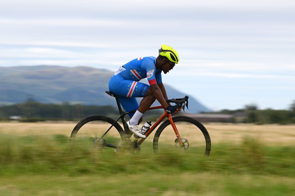 STIRLING SCOTLAND AUGUST 09 Leonardo Cosmo of Cape Verde sprints during the Men Under 23 Individual Time Trial a 362km race from Stirling to Stirling 80m at the 96th UCI Cycling World Championships Glasgow 2023 Day 7 UCIWT on August 09 2023 in Glasgow Stirling Photo by Dario BelingheriGetty Images