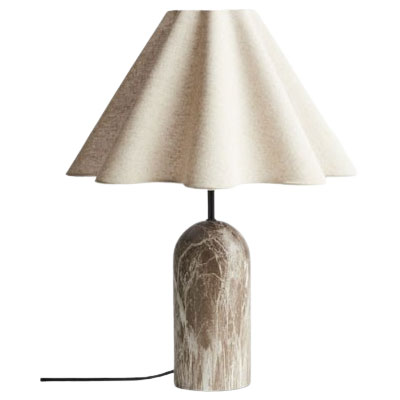 marble table lamp with cream linen shade