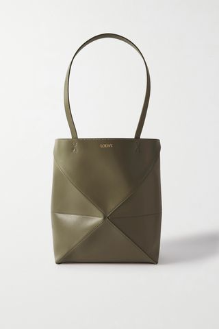 Puzzle Fold Convertible Medium Leather Tote
