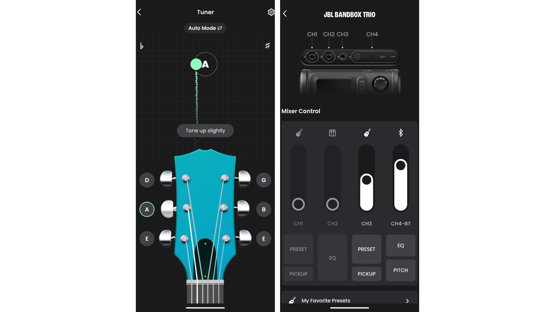 Two screenshots of the JBL One app taken from a phone