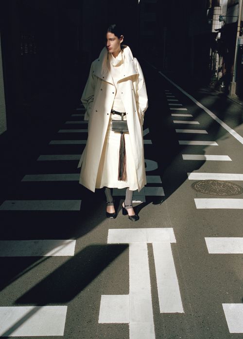 Oversized Funnel Neck Trench With Belt