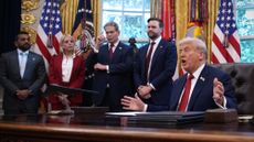 President Donald Trump and Cabinet members in the Oval Office