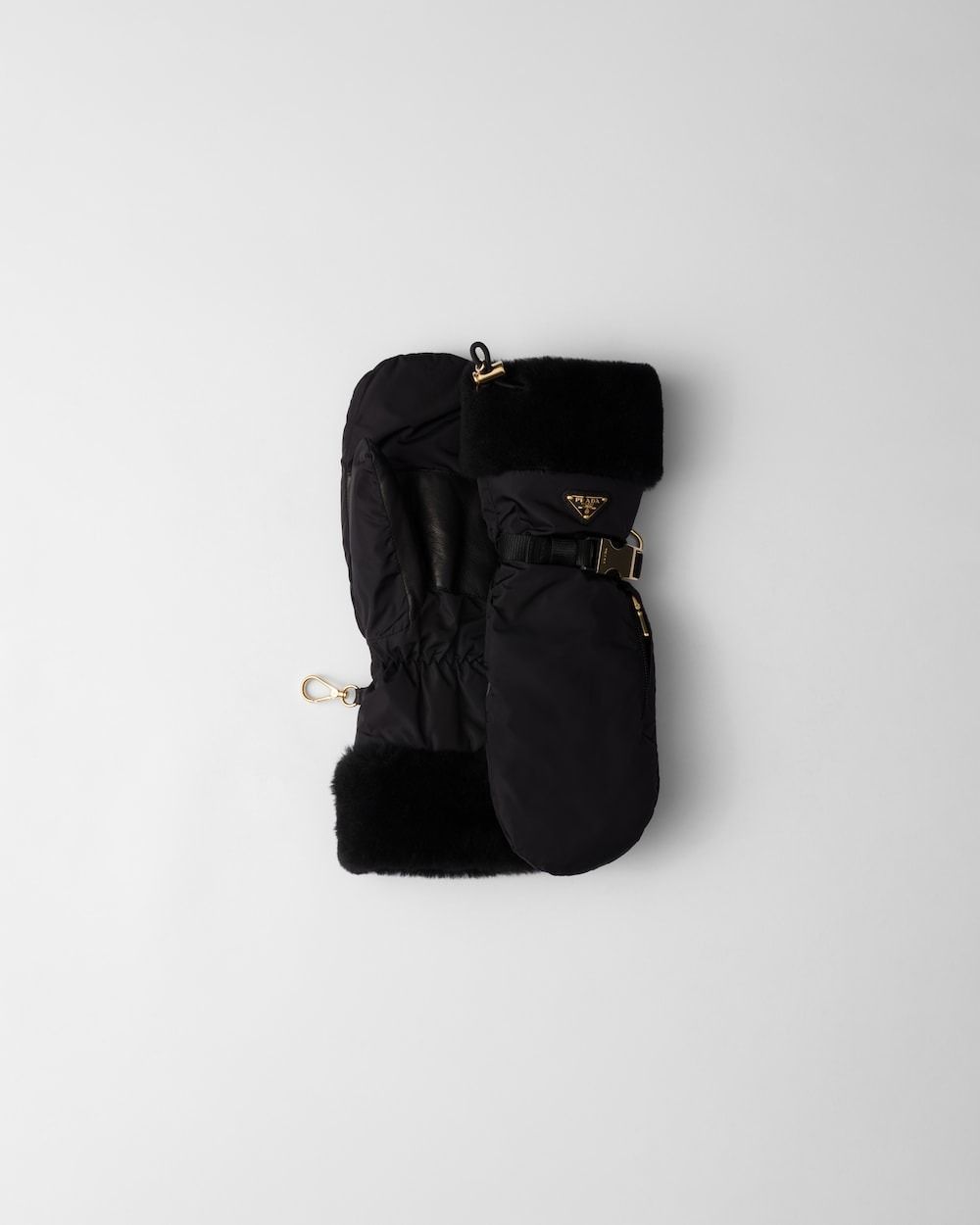 prada, Re-Nylon and Shearling Mittens