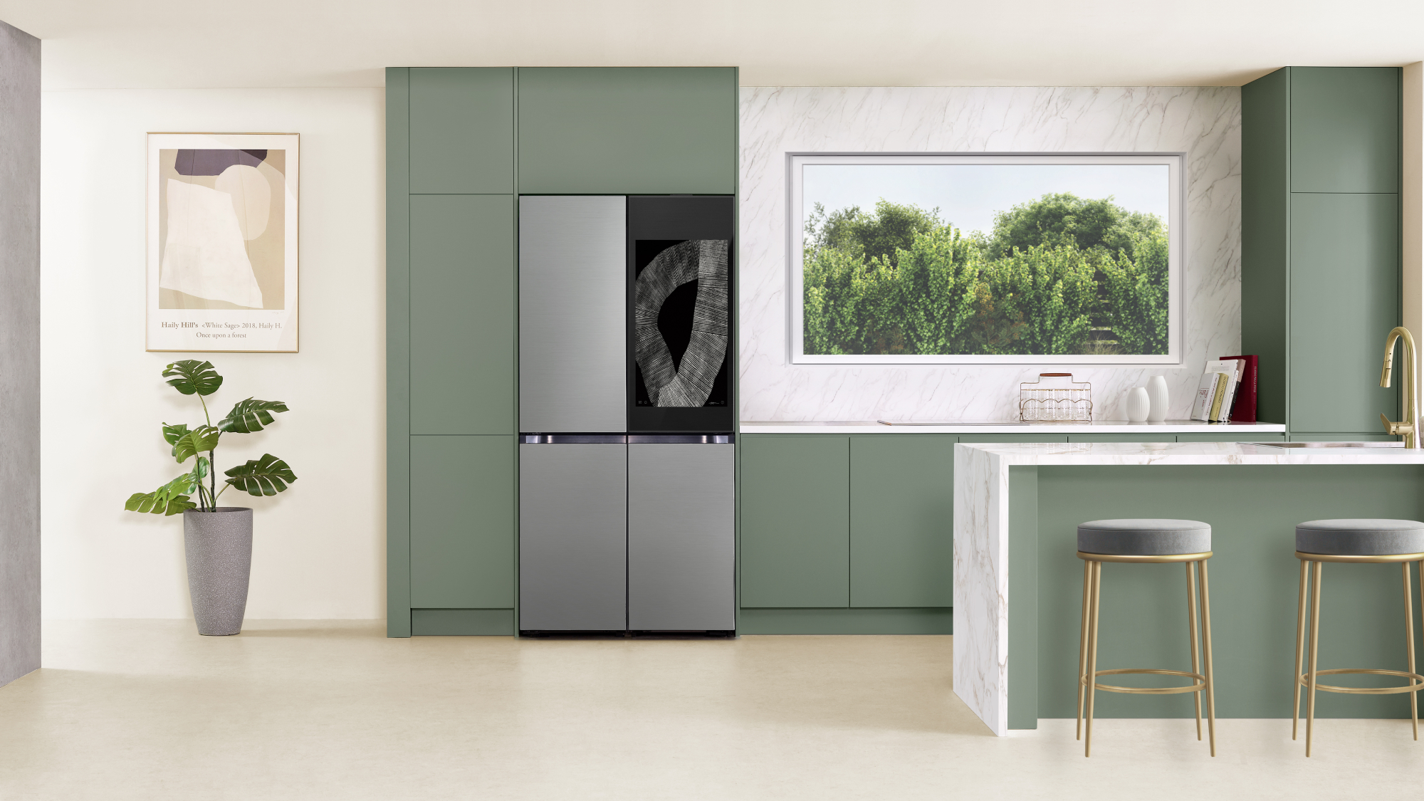 Samsung Bespoke 4-Door Flex AI Refrigerator in kitchen