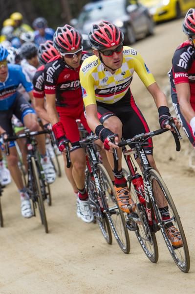 Tejay van Garderen (BMC) at the front on the way up Cottonwood Pass.