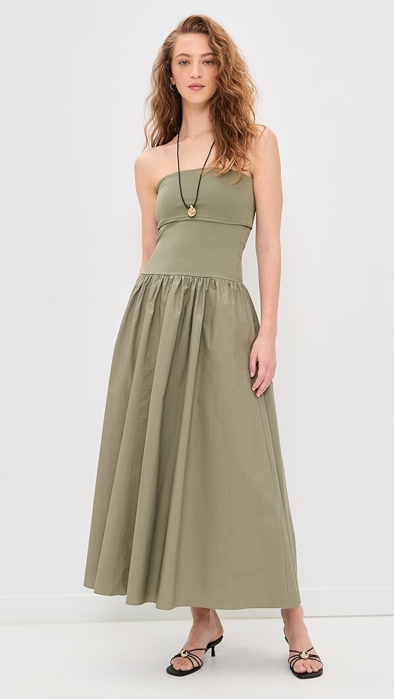 Marc Mixed Media Dress - Deep Lichen Green