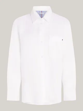 a white tommy hilfiger shirt on a plain backdro