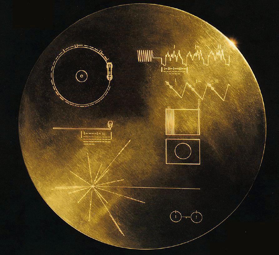 The cover of the Golden Record, copies of which were sent on the NASA's Voyager 1 and Voyager 2 probes in 1977.