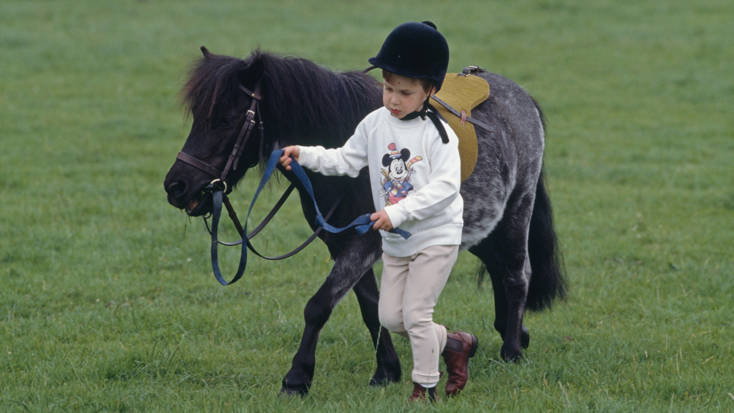 Prince William with his Shetland pony at Highgrove House in Doughton, Gloucestershire, 18th July 1986