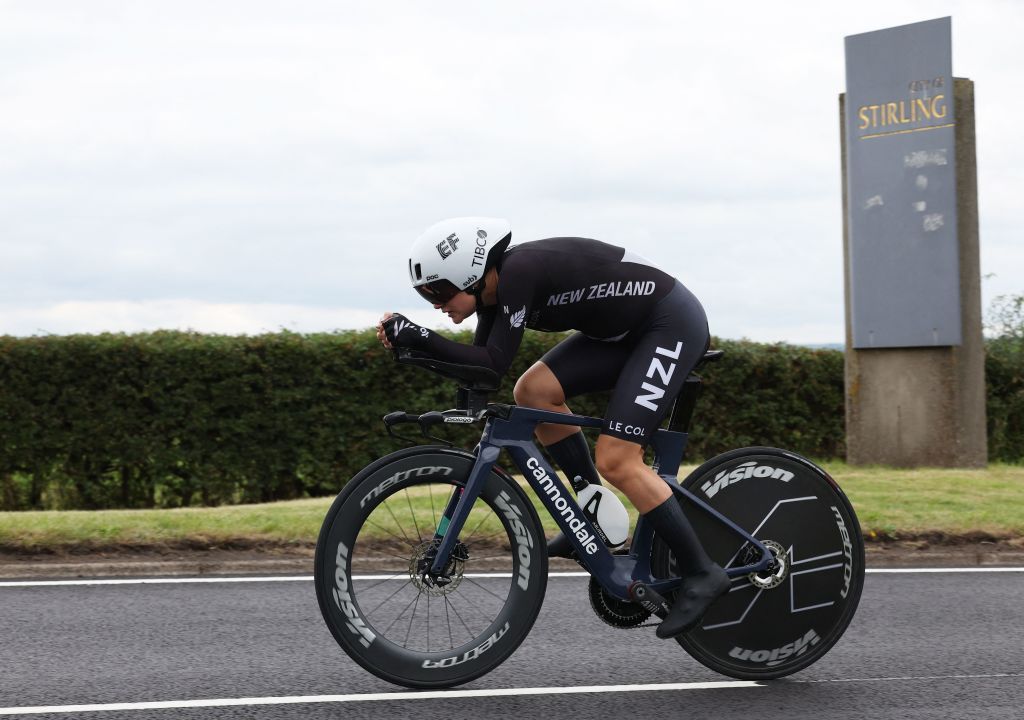 New Zealands Georgia Williams takes part in the womens Individual Time Trial in Stirling during the UCI Cycling World Championships in Scotland on August 10 2023 Photo by Adrian DENNIS AFP Photo by ADRIAN DENNISAFP via Getty Images