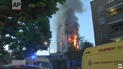 Fire engulfs the Grenell Tower apartment building in London
