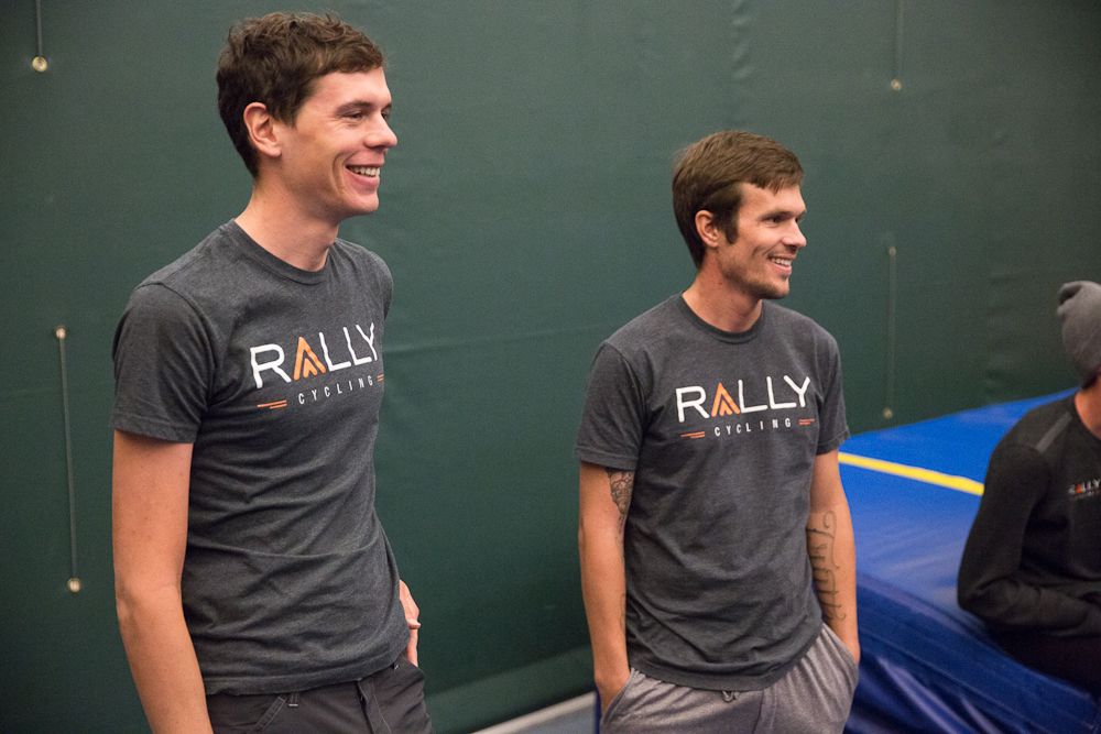 Matteo Dal-Cin and Evan Huffman relax at the Rally winter camp.