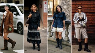 women wearing moto boots at london and milan fashion week