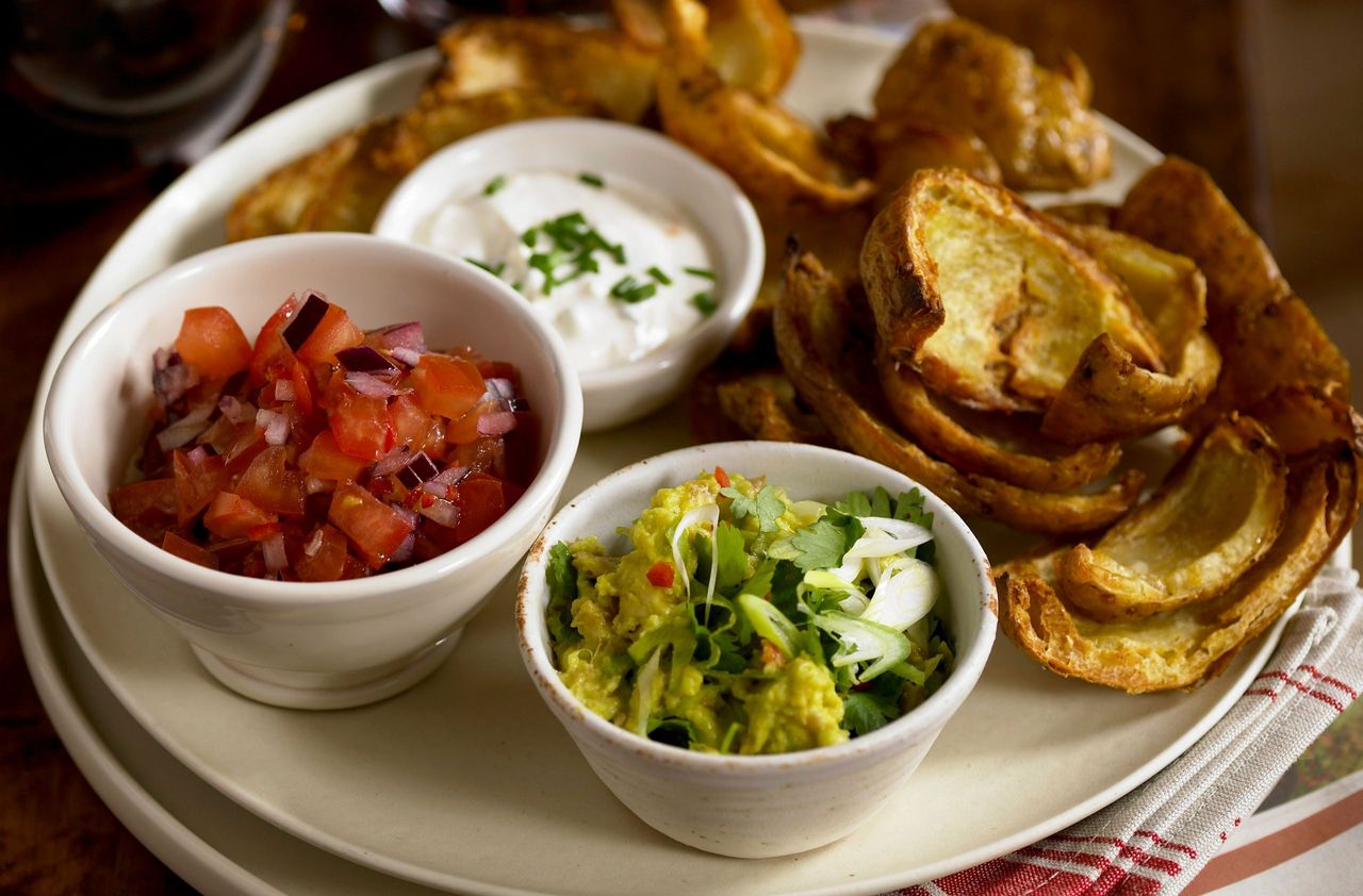 Potato skins with dips