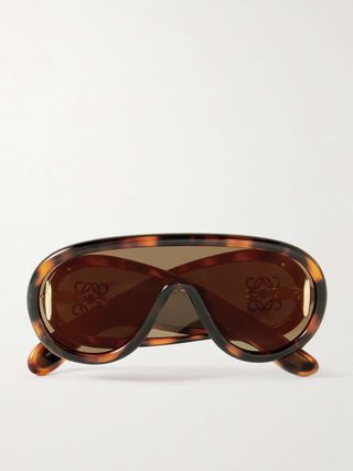 Wave Mask Oversized Aviator-Style Tortoiseshell Acetate Sunglasses