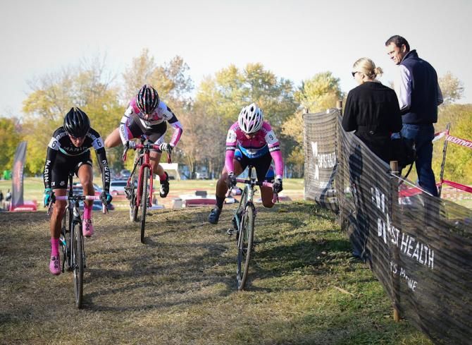 Nicole Duke (Marin Spy), Arley Kemmerer, and Courtenay McFadden were altogether with one lap to go