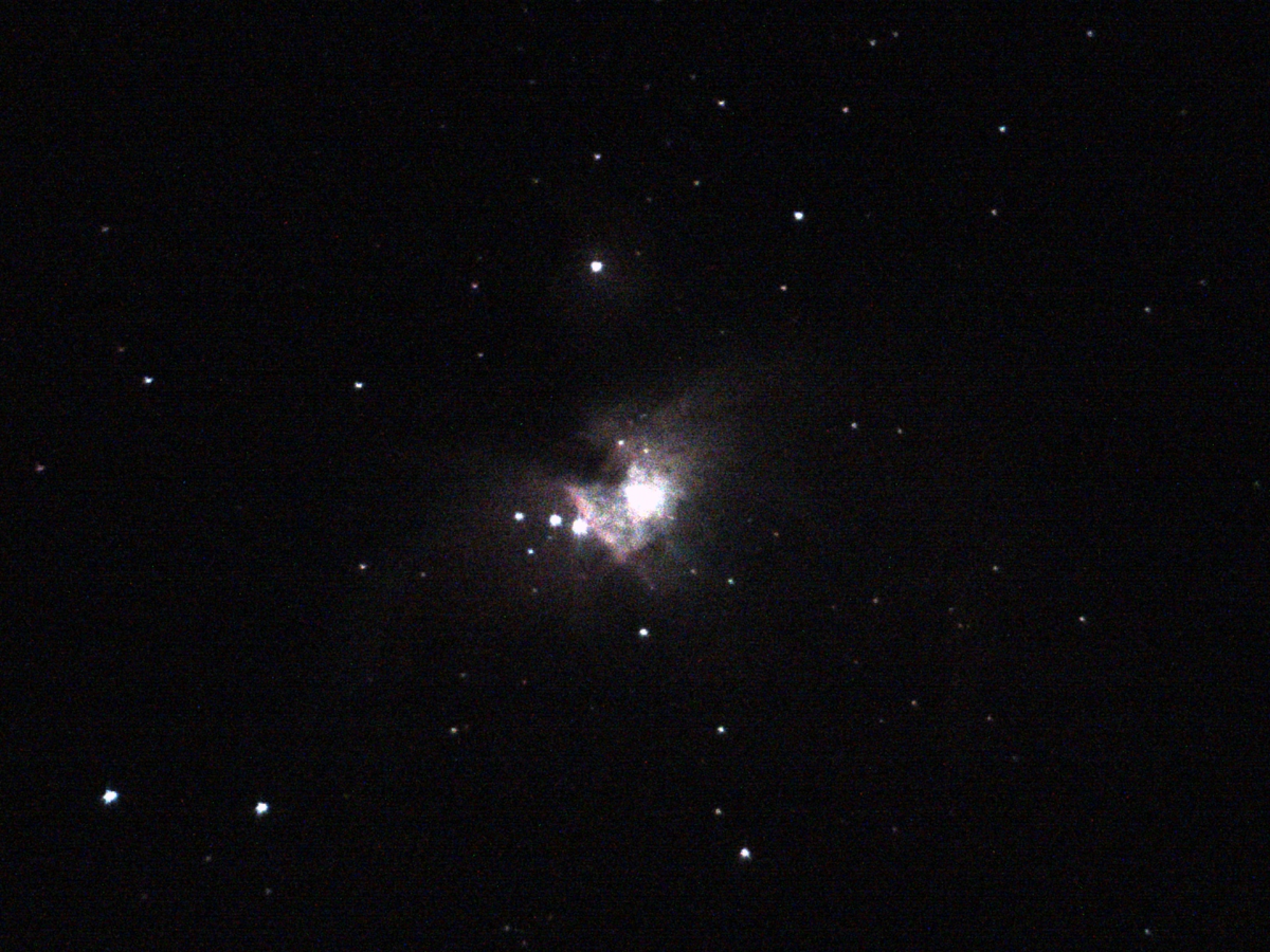 Undeveloped image of M42 Great nebula in Orion taken with the Unistellar Odyssey Pro