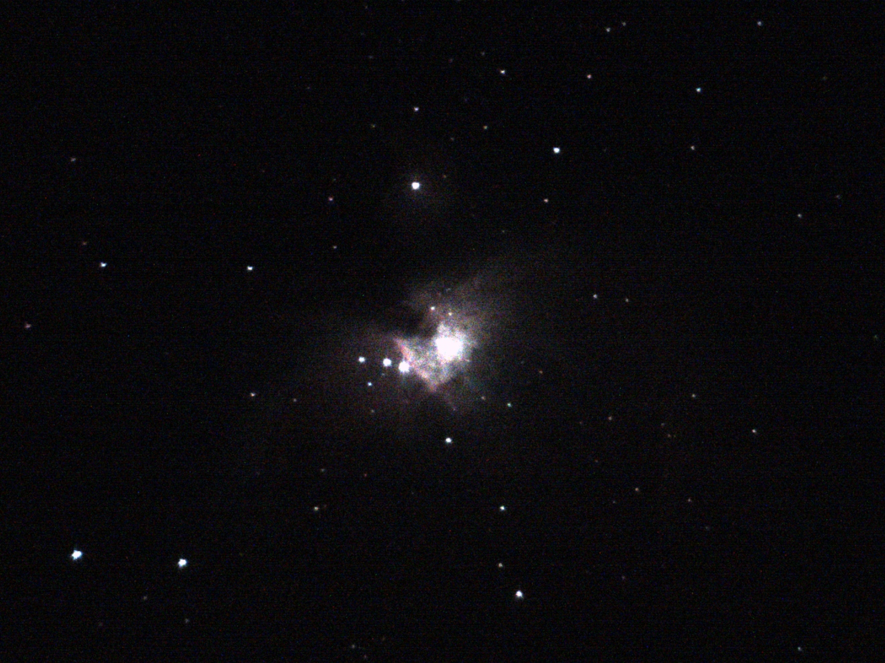 Undeveloped image of M42 Great nebula in Orion taken with the Unistellar Odyssey Pro