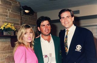 Deborah Nantz, Fred Couples and Jim Nantz at The Masters in 1992.