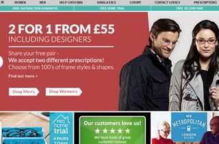 Top 10 bargain websites: GlassesDirect website