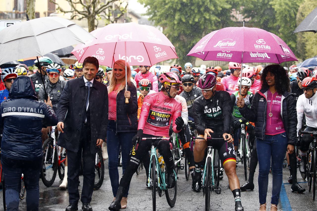 Primoz Roglic waits for the start