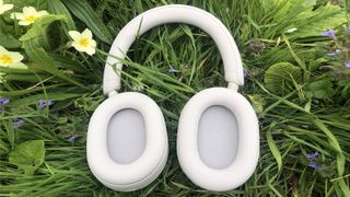 Sony WH-1000XM5 on grass with earcups exposed