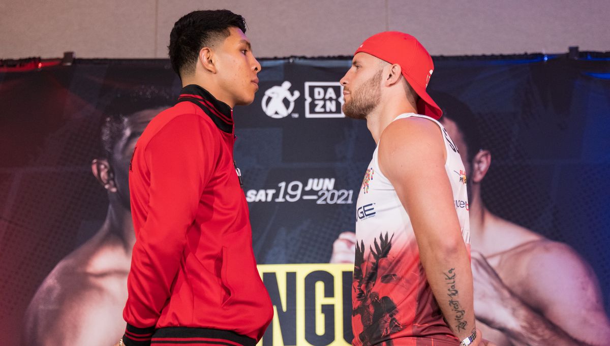 Jamie Munguia and Kamil Szeremeta face off at the press conference for their DAZN fight.