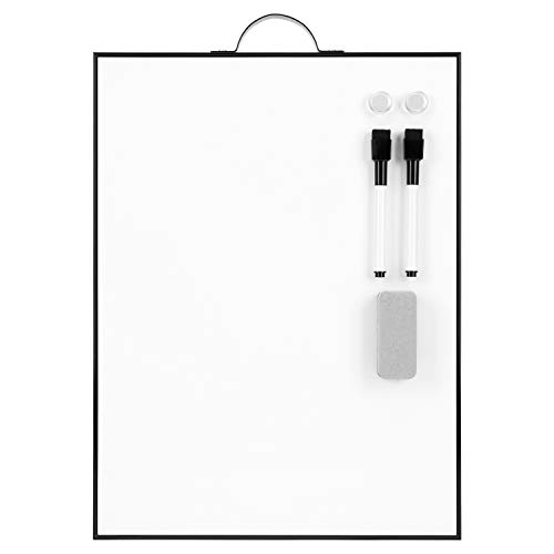 Tsj Office Small White Board - 16" X 12" Portable Black Aluminum Framed Whiteboard, Magnetic Dry Erase Board With a Handle, to Do List Notepad for Office, Home, School