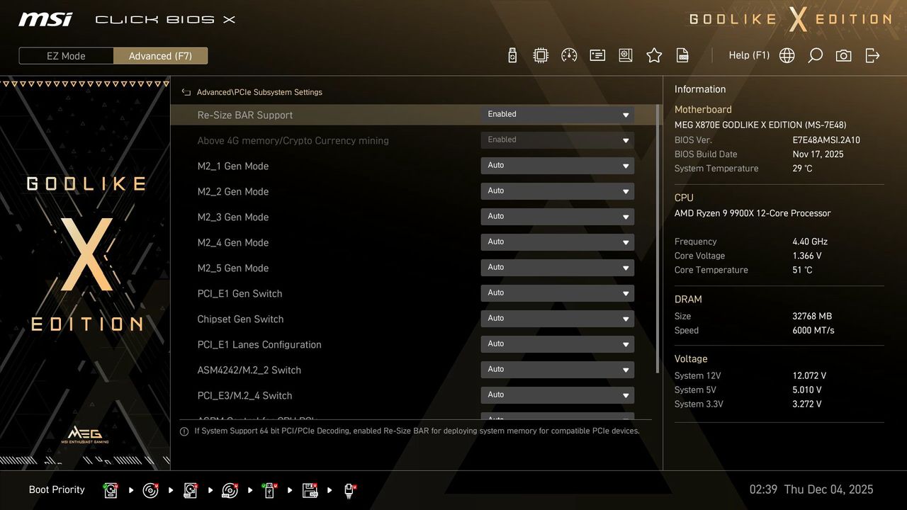 MSI X870E Godlike X - BIOS