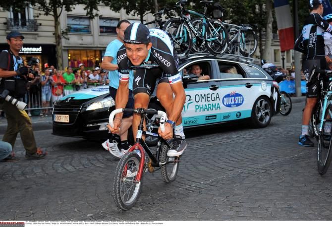Michał Kwiatkowski on his news team bike