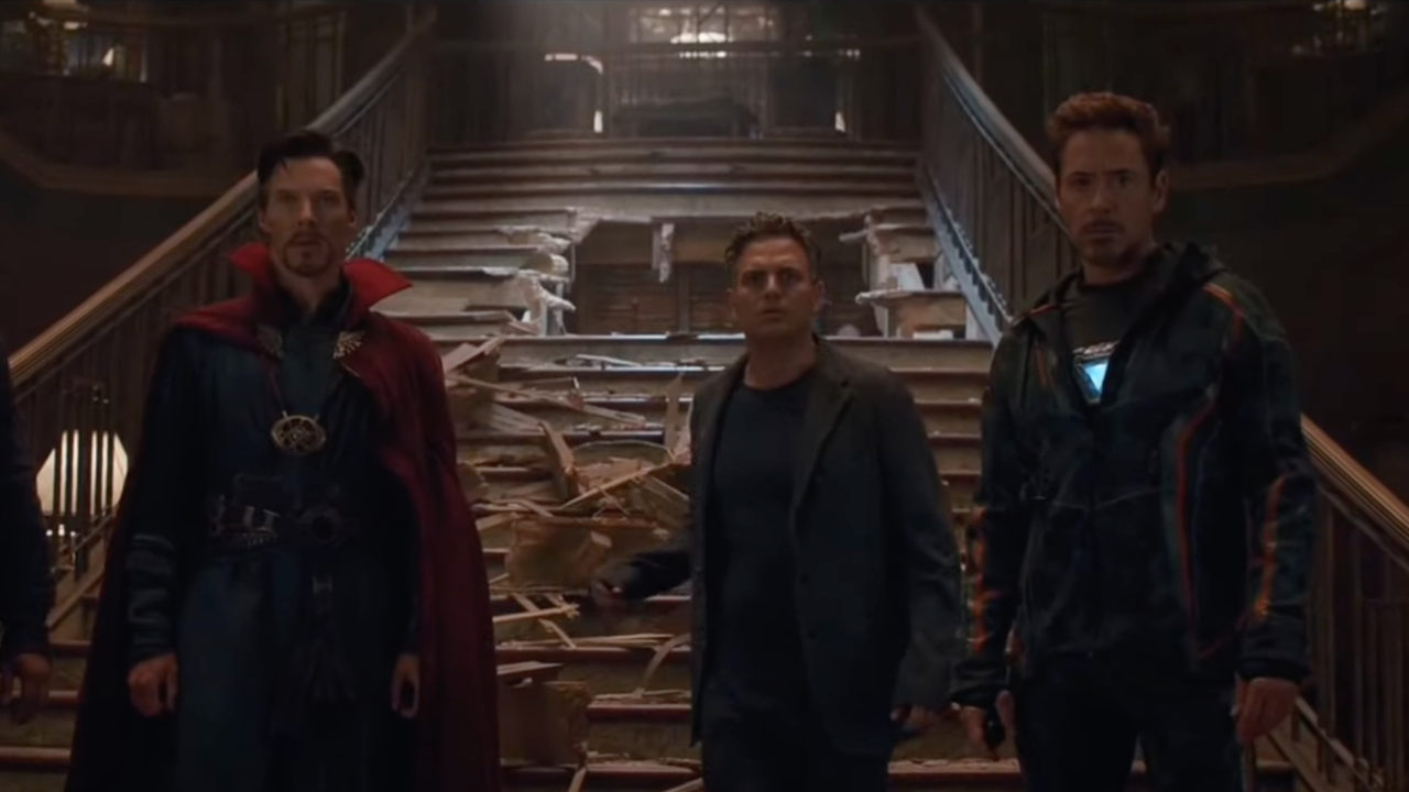 Benedict Cumberbatch, Mark Ruffalo, and Robert Downey Jr. in Infinity War