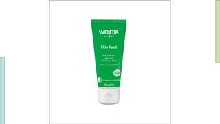 A bright green face moisturizer tube with a white cap